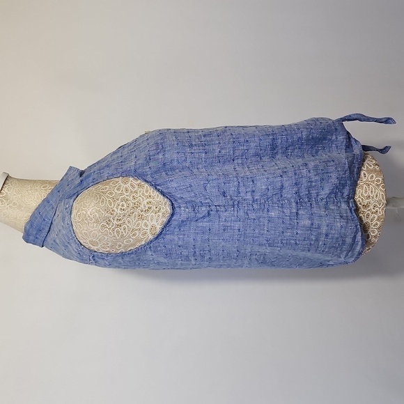 Talbots Women's Blue Chambray 100% Linen Button Down Tie Front Top Size SP - Picture 7 of 14